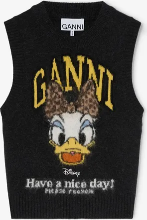 Ganni Mixed Daisy Duck Graphic Wool Vest