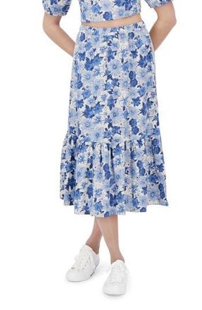 Lucky Brand Floral Two-Piece Crop Top & Midi Skirt in Blue Multi at Nordstrom Rack, Size X-Small