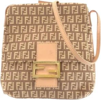 Fendi Pre-owned Shoulder Bags, female, Beige, Size: ONE SIZE Pre-owned Zucchino Canvas Shoulder Bag