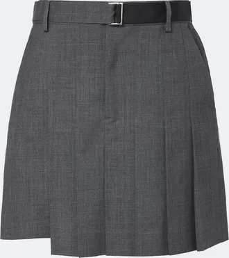 sacai Pleated asymmetric wool skort