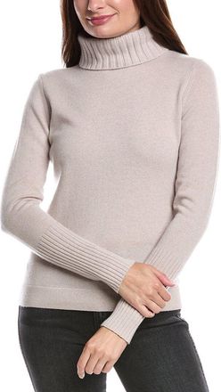 Fort&eacute; Cashmere Chunky Trim Turtleneck 100% Cashmere Sweater