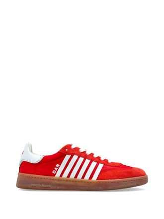 Dsquared2 Red Leather Sneakers With Striped Detailing