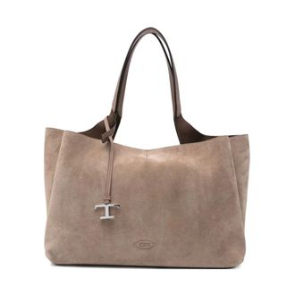 Tod's Tods, Tote Bags, female, Brown, Size: ONE SIZE T Timeless Medium Leather Tote Bag