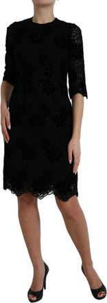 Dolce & Gabbana Womens Black Floral Lace Cotton Bodycon Dress Nylon
