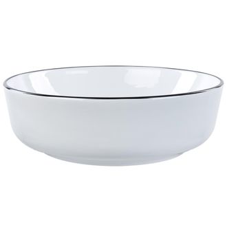 Beliani Beliani - Lavabo Sobre Encimera Ba&ntilde;o Cl&aacute;sico Cer&aacute;mica Brillante Blanco Con Borde Negro Redondo 42 X 42 Cm Xert