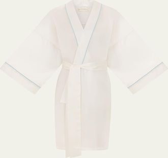 Olivia Von Halle Mimi Kimono-Sleeve Silk Satin Robe