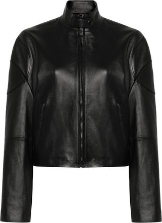 Acne Studios logo-embossed leather jacket - women - Viscose/Lambskin - 30 - Black