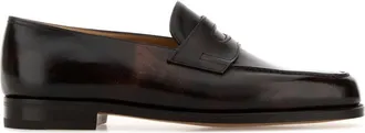 John Lobb Dark Brown Leather Lopez Loafers