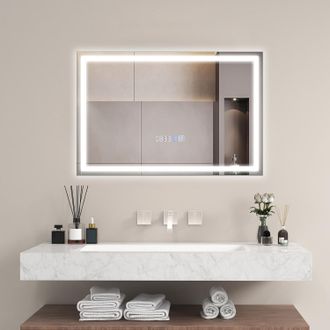 Costway Costway Espejo Led De Pared Para Ba&ntilde;o, Rectangular Con Brillo Ajustable Continuamente, 3 Temperaturas De Color, Funci&oacute;n Antivaho Y De Memoria, Sin Mar