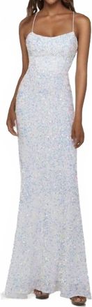 Alyce Paris Lace-Up Back Dress In Magic Opal