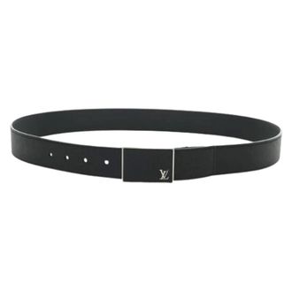 Louis Vuitton Pre-owned Taiga Leather Belt - female - Louis Vuitton Vintage - Vintage Belts - Black - ONE SIZE - Pre-owned