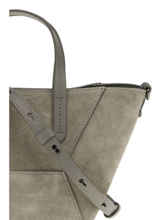 Brunello Cucinelli Womens Shoulder Bag Suede Safari Calf Leather