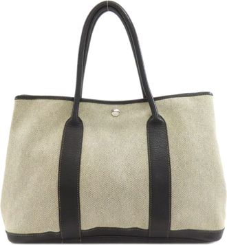 Herm&egrave;s Gray Toile H Tote Bag (Pre-Owned)