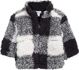 Splendid Check Faux Fur Jacket in Black Plaid at Nordstrom, Size 18-24M