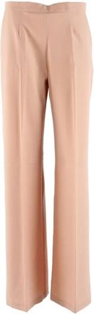 Pinko Rechte Broek - Dames - Wijde Broeken - Beige - M - Wol - Broeken