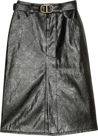 Twinset Zwarte leren kokerrok - Dames - Kokerrokken - Zwart - S - Leer - Rokken
