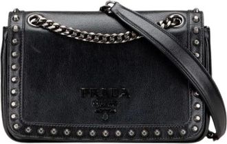 Prada Pre-owned Cross Body Bags, female, Black, Size: ONE SIZE Pre-owned Leather Crossbody Bag