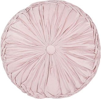 Beliani Coj&iacute;n Rosa Pastel 40 Cm Poli&eacute;ster Pliegues Accesorio Minimalista Udala
