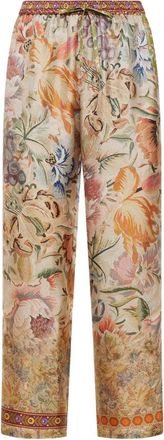 Pierre-Louis Mascia Pantaloni a fiori con coulisse - Toni neutri