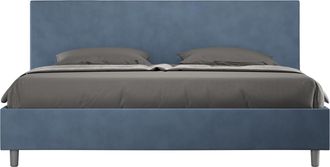 ITYhome Letto Matrimoniale King Size Rivestito In Microfibra - Adele - Dimensione Rete: 180x200 - Tipologia Letto: Con Rete E Contenitore - Colore: Blu