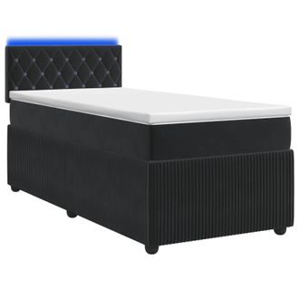 vidaXL Letto Box Spring Con Materasso Nero 100 X 200 Cm Velluto Vidaxl