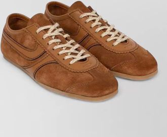 Dries Van Noten leather trim sneakers contrast stitching rubber sole