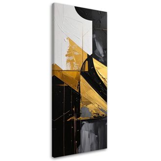 Feeby Cuadro Sobre Lienzo, Abstracci&oacute;n Geom&eacute;trica Acentos Dorados, 40x120