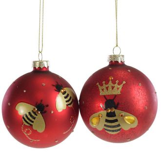 LLR Collection 2er-Set Weihnachtskugeln Bee aus Glas