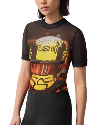 Reiss Santino Ss Lando Printed Mesh Top