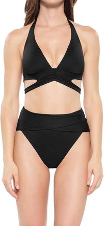 BECCA by Rebecca Virtue Cut Out Banded Halter Bikini Top In Black