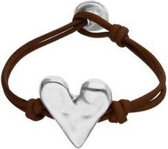 UNOde50 Brown Leather Strap with Sterling Silver-Plated Heart Detail at Nordstrom, Size Medium