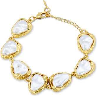 Savvy Cie Jewels GOLD PLATED OVER BRASS BAROQUE SEA PEBBLES BRACELET