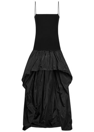 Stella McCartney Stella Mccartney Asymmetric Bubble Knit and Shell Mini Dress - Black - 42 (UK10 / S)