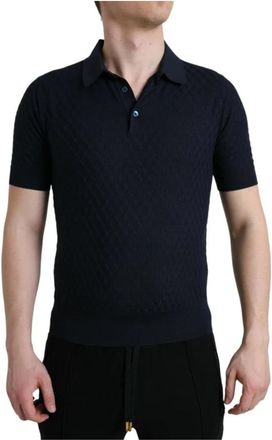 Dolce & Gabbana Zijden Polo Shirt met Kraag - Heren - Polos - Blauw - XS - Tops