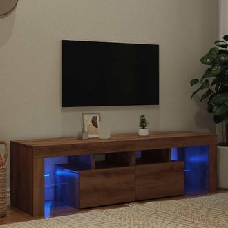 Berkfield Home TV Cabinet with LED Lights Artisan Oak 140x36.5x40 cm Engineered Wood in Brown