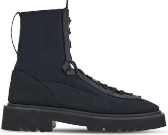 Ferragamo lace-up combat boots - men - CALFSKIN/Rubber/Fabric/Fabric - 10.5 - Black