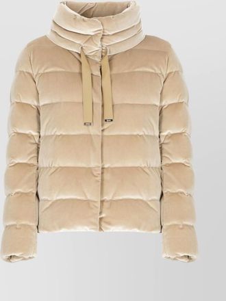 Herno quilted velvet drawstring high collar jacket