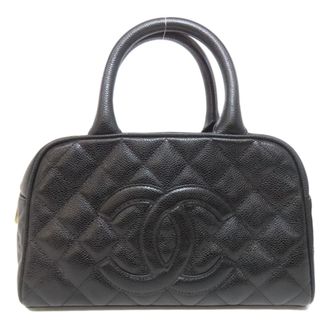 Chanel Matelasse Black Leather Boston Bag (Pre-Owned)