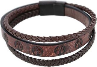 Trafalgar Store Heritage Oak Tree Leather Tri-Stranded Leather Bracelet in Brown at Nordstrom
