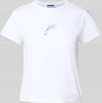 Review T-Shirt mit Motiv- und Label-Print in Weiss, Größe XL