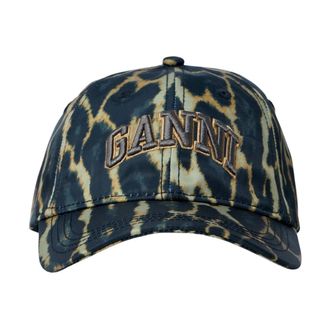 Ganni Caps, female, Brown, Size: ONE SIZE Logo Patch Baseball Cap