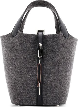 Herm&egrave;s Picotin Lock Bag Felt with Leather PM bucket bag - Zwart