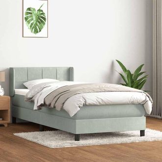 vidaXL Cama Box Spring Con Colch&oacute;n Terciopelo Gris Claro 80x210 Cm Vidaxl