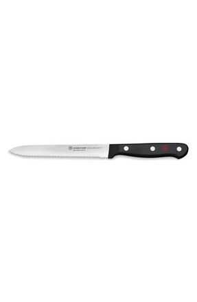 W&uuml;sthof Gourmet 5-Inch Serrated Utility Knife in Black at Nordstrom