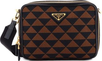 Prada Borsa a tracolla Symbole jacquard con zip - Nero