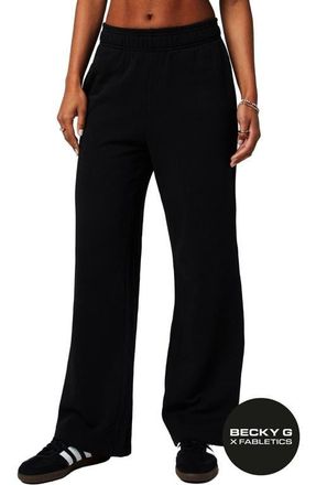 Fabletics Womens Year Round Terry Wide Leg Sweatpant in Black at Nordstrom, Size Xx-Large