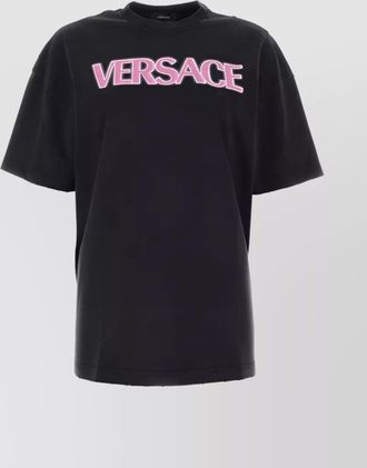 Versace cotton distressed logo-print t-shirt