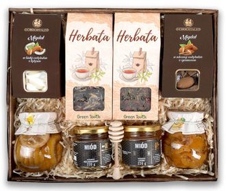 OEM Gran Cesta De Regalo Con T&eacute; De Almendras Y Miel Procesada