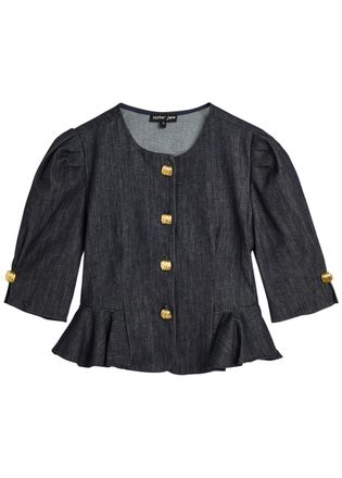Sister Jane Curio Peplum Stretch-denim Blouse - 6 (UK6 / XS)