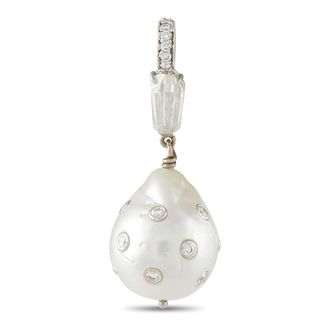 Luxury Bazaar 18K White Gold 1.35ct Diamond and Pearl Pendant MF21-081226